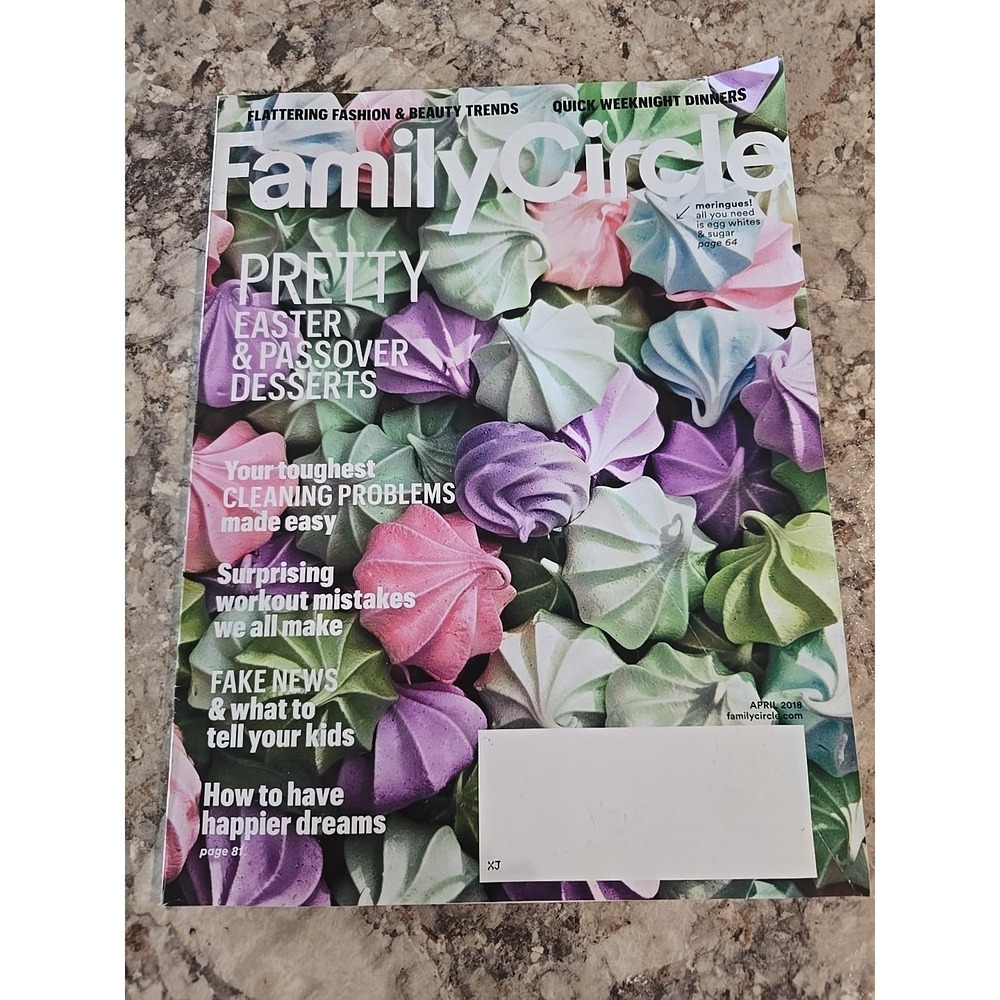 Family Circle Magazine April  2018 Pretty Easter & Passover Desserts Meringues